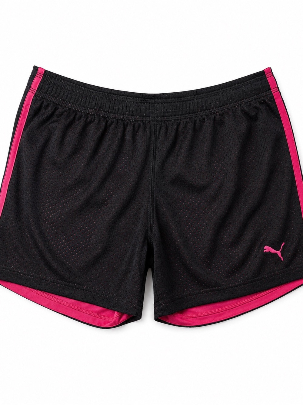 Puma Black Athletic Shorts with Pink Trim